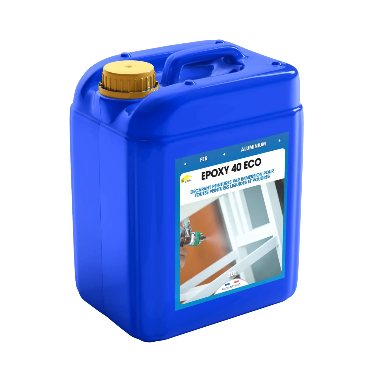 Decapante epóxi por imersão EPOXY 40 ECO: remove tintas líquidas e em pó rapidamente, seguro e eficaz em metais ferrosos e alumínio.