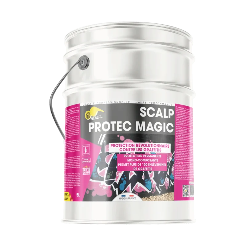 SCALP PROTEC MAGIC é uma proteção transparente e duradoura contra graffiti, garantindo superfícies protegidas e fáceis de limpar.